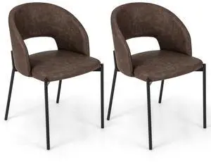 SlickBlue Dining Chair Set of 2 with High-density Sponge Cushion and PU Leather-Brown
