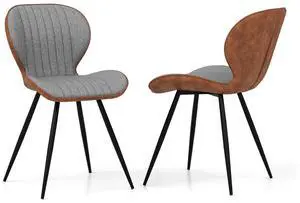 SlickBlue Set of 2 Armless Dining Chair Modern Accent Chairs with Curved Backrest-Gray