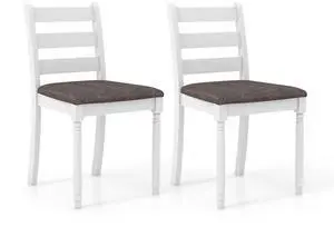 SlickBlue Set of 2 Rubber Wood Dining Chairs with Upholstered Seat