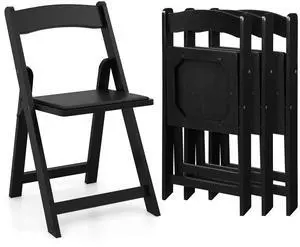 SlickBlue Set of 4 Dining Chairs Foldable Kitchen Chair with Rubber Wood Legs and Padded Seat