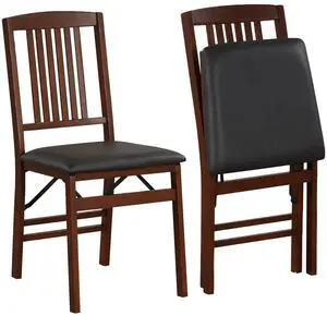 SlickBlue Set of 2 Foldable Upholstered Kitchen Chairs with Padded Seat