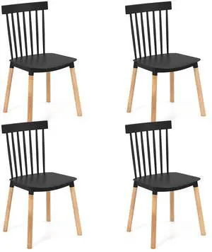 SlickBlue Set of 4 Windsor Dining Chairs with Spindle Backs and Curved Seats