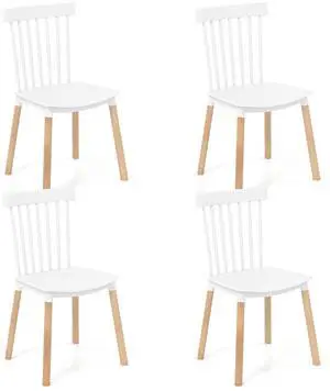 SlickBlue Set of 4 Windsor Dining Chairs with Spindle Backs and Curved Seats