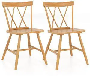 SlickBlue Farmhouse Kitchen Dining Chair Set of 2 with Rubber Wood Frame
