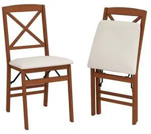 SlickBlue Folding Dining Chairs Set of 2 with Padded Seat and Rubber Wood Frame
