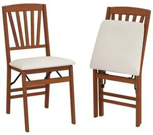 SlickBlue Folding Dining Chairs Set of 2 with Padded Seat and Rubber Wood Frame