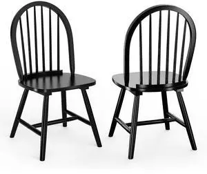 SlickBlue Set of 2 Vintage Windsor Wood Chair with Spindle Back for Dining Room