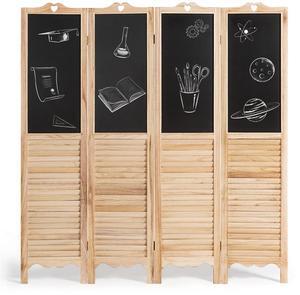 SlickBlue 4-Panel Folding Privacy Room Divider Screen with Chalkboard