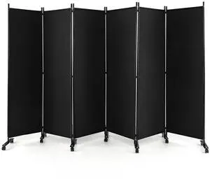 SlickBlue 6 Panel 5.7 Feet Tall Rolling Room Divider on Wheels