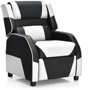 SlickBlue Kids Youth PU Leather Gaming Sofa Recliner with Headrest and Footrest