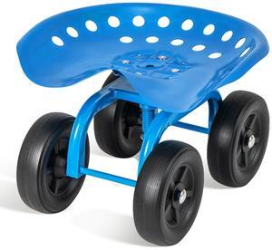 SlickBlue Garden Rolling Workseat with 360° Swivel Seat and Adjustable Height