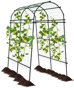 SlickBlue 7.5 Feet Garden Arch Trellis with PE Coated Metal Structure