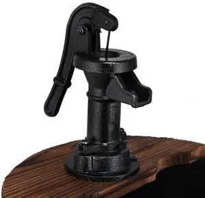 SlickBlue 2-Tiers Outdoor Wooden Barrel Waterfall Fountain with Pump