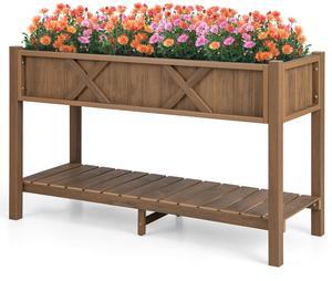SlickBlue Poly Wood Elevated Planter Box with Legs Storage Shelf Drainage Holes