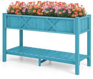 SlickBlue Poly Wood Elevated Planter Box with Legs Storage Shelf Drainage Holes