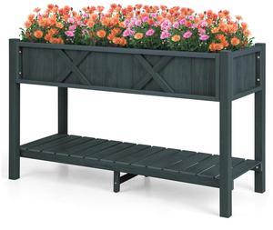 SlickBlue Poly Wood Elevated Planter Box with Legs Storage Shelf Drainage Holes
