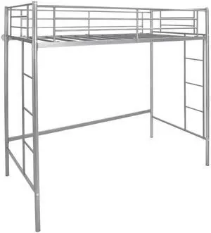 SlickBlue Twin Loft Bed Frame with 2 Ladders Full-length Guardrail