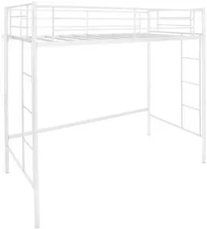 SlickBlue Twin Loft Bed Frame with 2 Ladders Full-length Guardrail