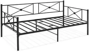 SlickBlue Metal Daybed Frame Twin Size with Slats-Black