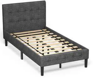 SlickBlue Platform Bed with Button Tufted Headboard
