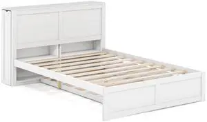 SlickBlue Kids Wooden Platform Bed with Trundle Storage Headboard-Full Size