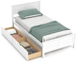 SlickBlue Twin Size Bed Frame with Storage Drawers