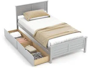 SlickBlue Twin Size Bed Frame with Storage Drawers
