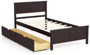 SlickBlue Twin Size Bed Frame with Storage Drawers