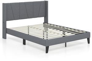 SlickBlue Bed Frame with Wingback Headboard and Wood Slat Support-Full Size