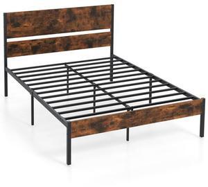SlickBlue Metal Bed Frame with Wooden Headboard and Footboard-Full Size