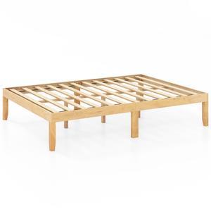SlickBlue Full Size Wood Bed Frame with Wooden Slats Support and Rubber Wood Legs