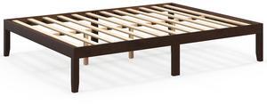 SlickBlue Queen Size Wood Bed Frame with Wooden Slats Support and Rubber Wood Legs