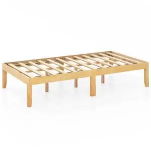 SlickBlue 14 Inch Twin Wood Platform Bed Frame with Wooden Slats Support