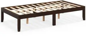 SlickBlue 14 Inch Twin Wood Platform Bed Frame with Wooden Slats Support