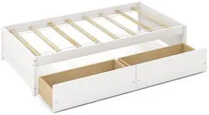 SlickBlue Twin Size Captain Bed with 2 Drawers and Slats Support