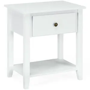 SlickBlue Nightstand with Drawer and Storage Shelf for Bedroom Living Room