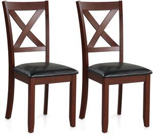 SlickBlue Set of 2 Wooden Kitchen Dining Chair with Padded Seat and Rubber Wood Legs-Black