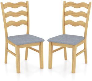 SlickBlue Dining Chair Set of 2 Linen Fabric Upholstered Kitchen Chairs with Padded Seat-Natural