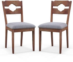 SlickBlue Dining Chair Set of 2 Fabric Upholstered Kitchen Chairs with Padded Seat and High Back-Gray