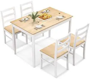 SlickBlue 5-Piece Wooden Dining Set with Rectangular Table and 4 Chairs