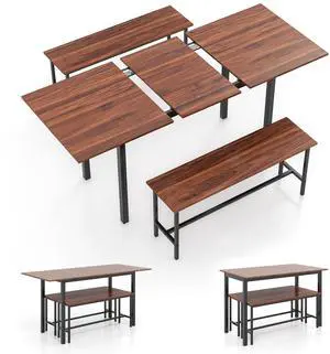 SlickBlue 3 Piece Dining Table Set for 4-6 with 2 Benches