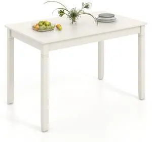 SlickBlue 48-Inch Wooden Dining Table for 4 People Rectangular Kitchen Table with Rubber Wood Legs-Cream White