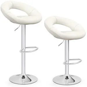 SlickBlue Height Adjustable Bar Stools Set of 2 with Hollow Back and Footrest