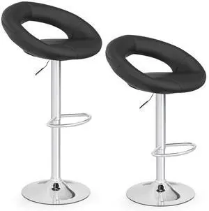 SlickBlue Height Adjustable Bar Stools Set of 2 with Hollow Back and Footrest