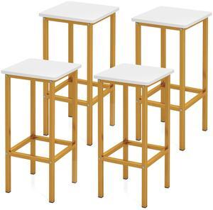 SlickBlue Set of 4 Bar Stool Set 26 Inch Bar Chair with Metal Legs and Footrest-White