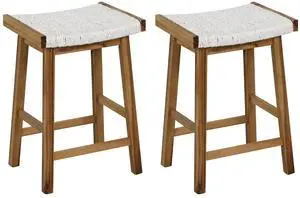 SlickBlue Set of 2 25.5 Inch Dining Bar Stool with Seaweed Woven Seat