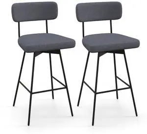 SlickBlue 25 Inch Counter Height Upholstered Swivel Bar Stool Set of 2