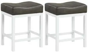SlickBlue 24.5 Inches Linen Fabric Saddle Stools Set of 2 with Cushioned Seat