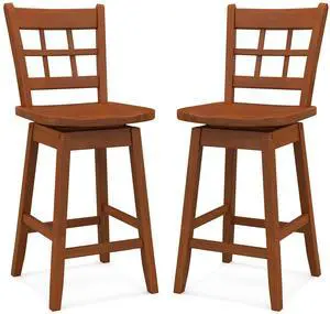 SlickBlue Counter Height Barstools Set of 2 with 6-Grid Hollow Back and Seat