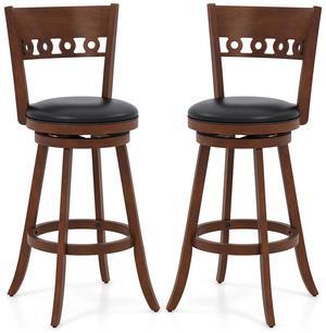 SlickBlue Set of 2 Swivel Bar Stools with Rubber Wood Frame-30.5 inches